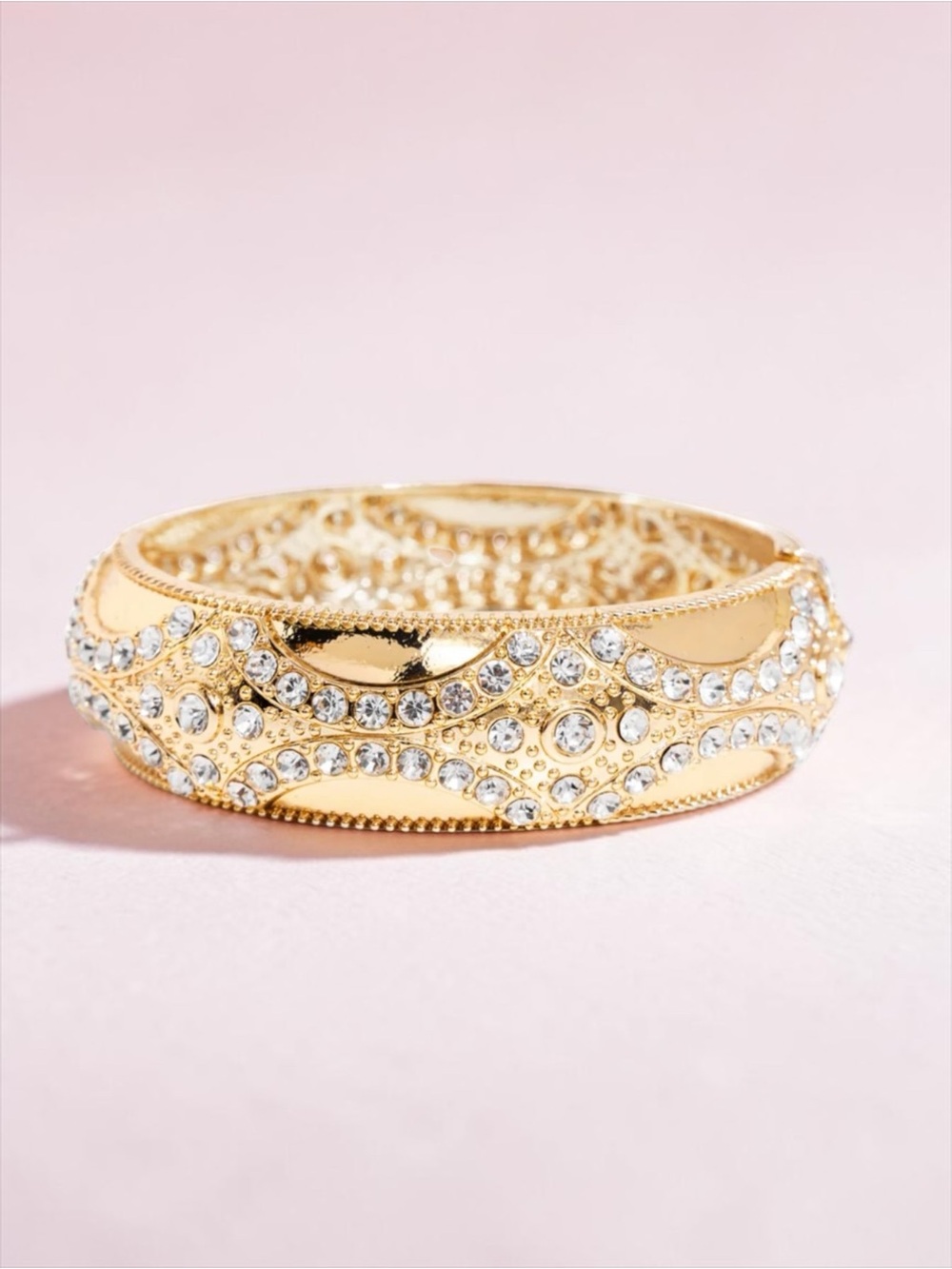 "Draped in Decadence" hinged Gold Bangle Bracelet by Paparazzi NWOT